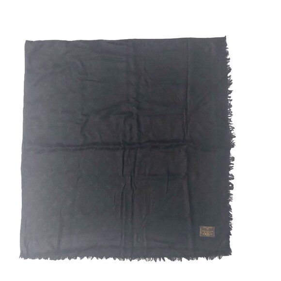 LOUIS VUITTON LV Vintage Black Monogram Scarf Wrap Scarves - Picture 3 of 7